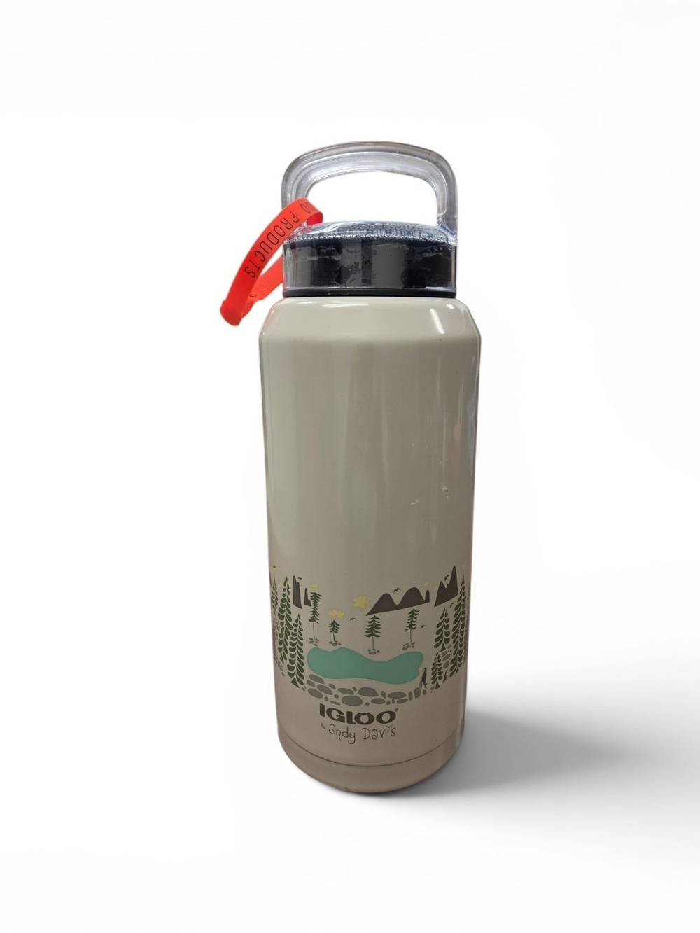 Igloo Beige Water Bottle with Green and Teal Camp Graphic